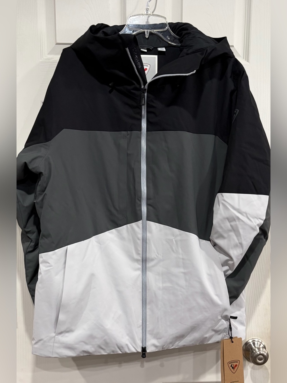 Rossignol Men's Large Corbet's Ski Jacket Black Grey NWT Snow Powder Skirt Hood